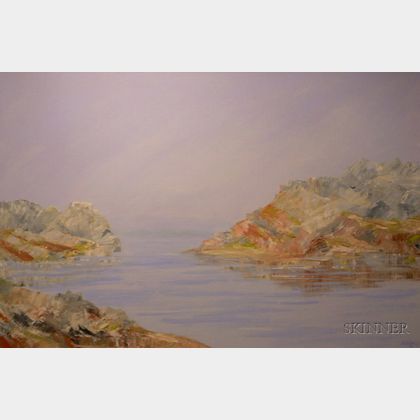 Framed Oil on Canvas, Gaspe Penn Near Perce Rock , by Louise B. Ashley