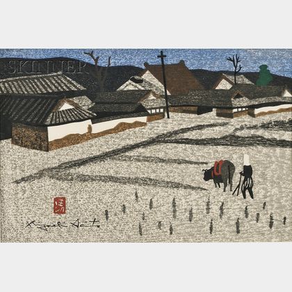Kiyoshi Saito (Japanese, 1907-1992) Plowing.