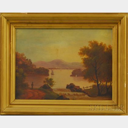 Hudson River School, 19th Century View of a Mountain Lake in Autumn.