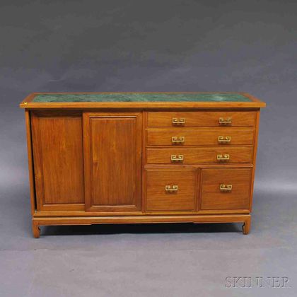 Bleached Walnut Marble-top Credenza