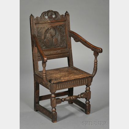 English Carved Oak Armchair