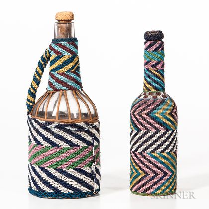 Two Bead-decorated Bottles