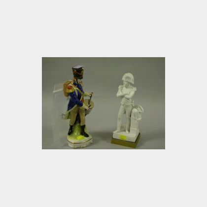 Bisque Figure of Napoleon and a Handpainted Porcelain Military Drummer Figure. 