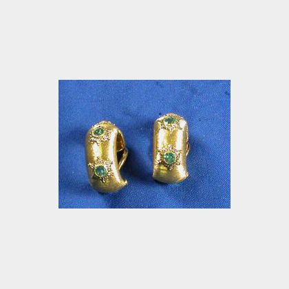 18kt Gold and Emerald Earclips