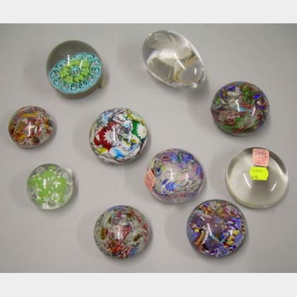 Ten Art Glass Paperweights. 
