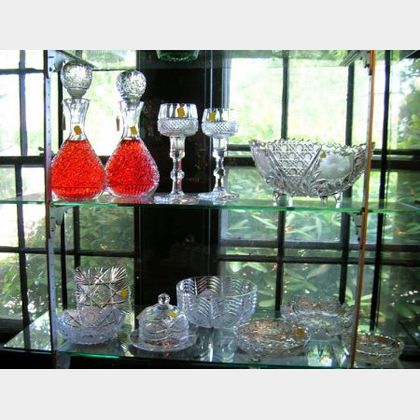 Twelve Pieces of Colorless Cut and Pressed Glass Tableware
