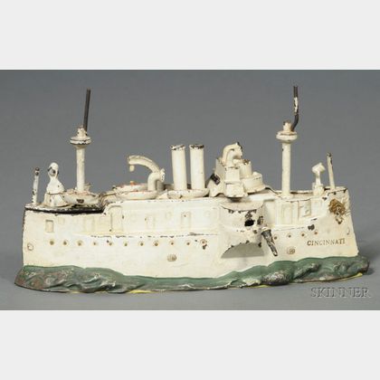 Painted Cast Iron Battleship "Cincinnati" Bank 