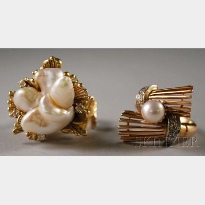 Two Gold and Pearl Rings