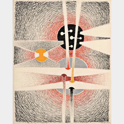 Richard E. Filipowski (American, 1923-2008) Abstract Composition in Red, Violet, Orange, Gray, and Black