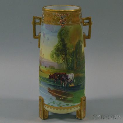 Nippon Hand-painted and Enameled Vase