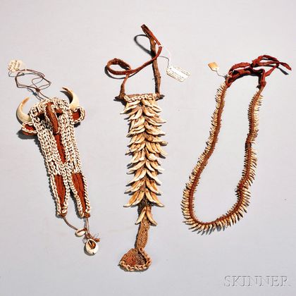 Three New Guinea Shell and Animal Tooth Necklaces