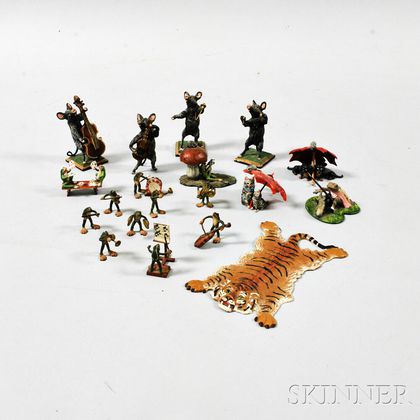Nineteen Austrian Cold-painted and Cold-painted Style Bronze Miniatures