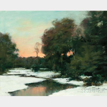 Dennis Sheehan (American, b. 1950) Winter Stream at Sundown