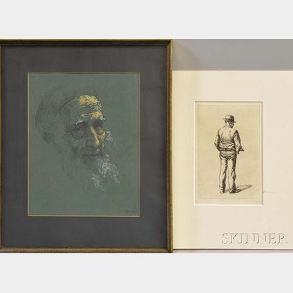 Three Works on Paper: William Sunny Weintraub (American/Israeli, b. 1926),Portrait of a Man
