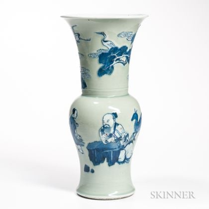 Underglaze Blue Celadon Yen-yen Vase