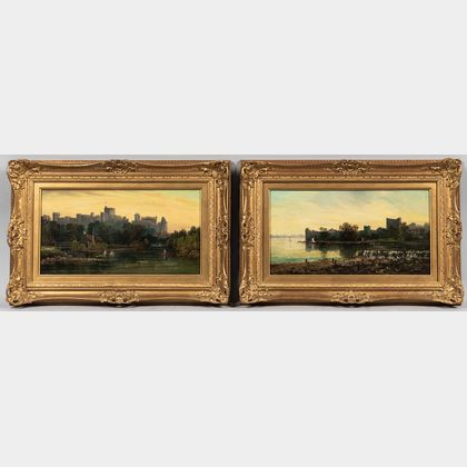 Patrick Allan Fraser (Scottish, 1813-1830) Two Castle Landscapes: Windsor Castle and Castle Ruins