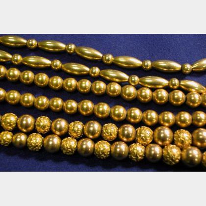 Three 14kt Gold Bead Necklaces