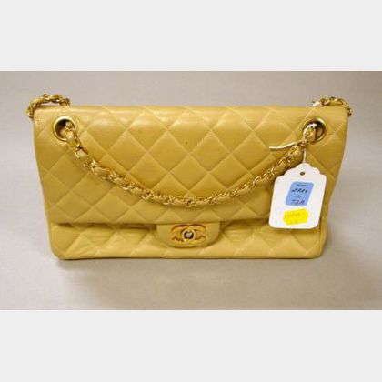 Chanel 2.55 Beige Leather Purse. 