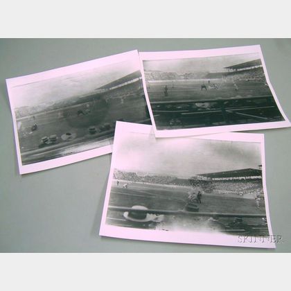 Three Photographic Negatives and Prints, Purportedly the 1912 Boston Red Sox at Fenway Park, Boston, Massachuse... 