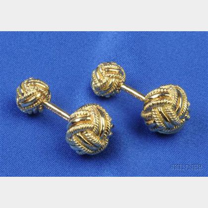 18kt Gold Cuff Links, Tiffany & Co., Schlumberger
