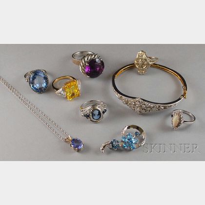 Group of Assorted Gold Gem-set Jewelry