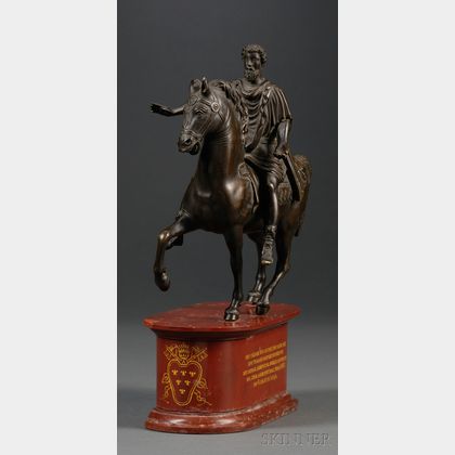 Grand Tour Bronze and Marble Equestrian Figure of Marcus Aurelius