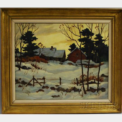 John Cuthbert Hare (American, 1908-1978) Farm in Winter.