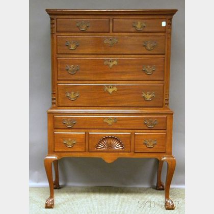 Chippendale-style Carved Mahogany Flat-top Highboy
