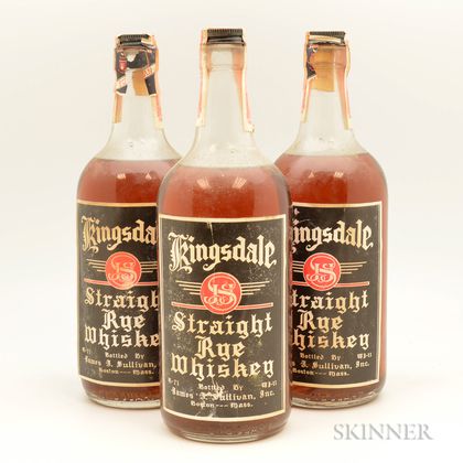 Kingsdale Straight Rye Whiskey 4 Years Old, 3 quart bottles 