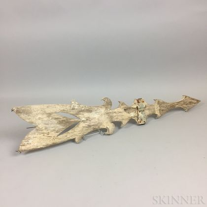 White-painted Carved Pine Arrow Weathervane