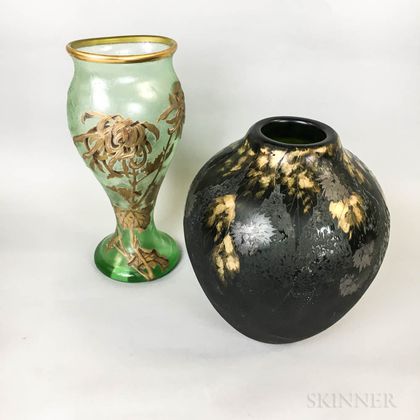 Legras and Mount Joy Gilt Cameo Glass Vases