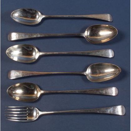 Six Assembled Georgian Silver Serving Pieces