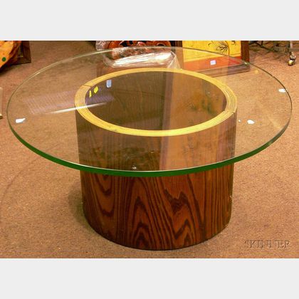 Modern Circular Glass-top Laminated Bentwood Table