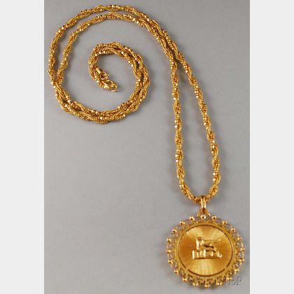 18kt Gold Egyptian Revival Pendant Necklace