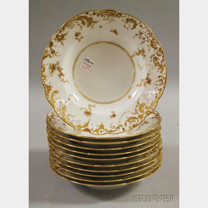Set of Eleven Haviland & Co. Limoges Gilt Enamel-decorated Porcelain Soup Plates