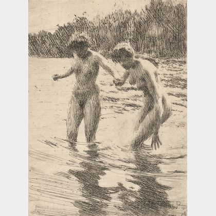 Anders Zorn (Swedish, 1860-1920) Two Bathers