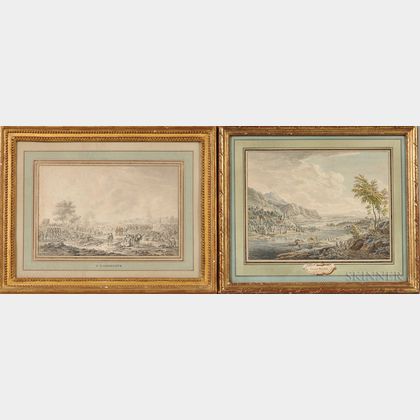 Two Framed 18th Century Dutch Works on Paper: Attributed to Gerard Melder (Dutch, 1693-1754),The Banks of the Rhine