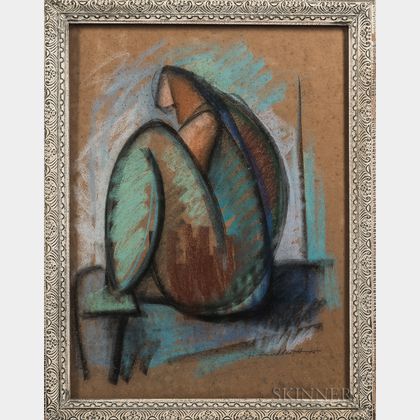 Hans Burkhardt (Swiss/American, 1904-1994) Abstract (Seated Figure)