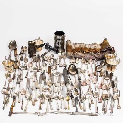 Large Group of Silver-plated Flatware and Tableware. Estimate $200-400