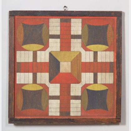 Painted Parcheesi/Checkers Double-sided Wooden Game Board