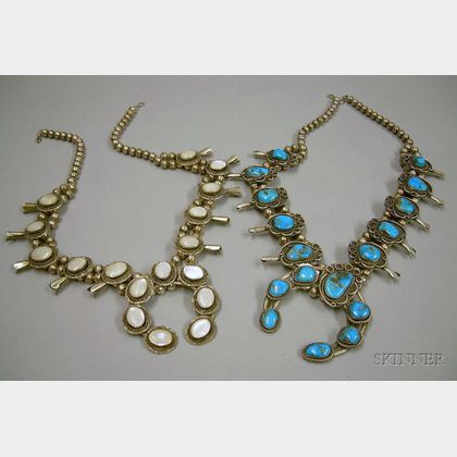 Two Southwestern Silver Squash Blossom Necklaces. 