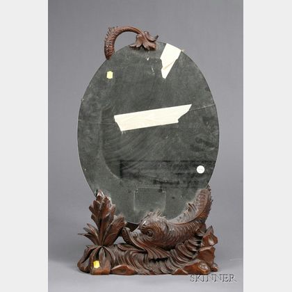 Black Forest Carved Walnut Dressing Table Mirror