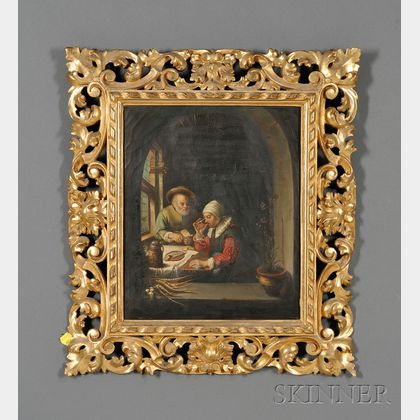 After Frans van Mieris the Elder (Dutch, 1635-1681) Elderly Couple at the Table