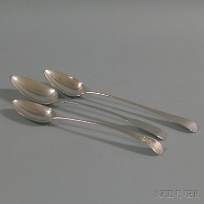 Three Georgian Silver Stuffing Spoons
