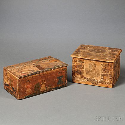 Two Decoupage-decorated Wooden Boxes