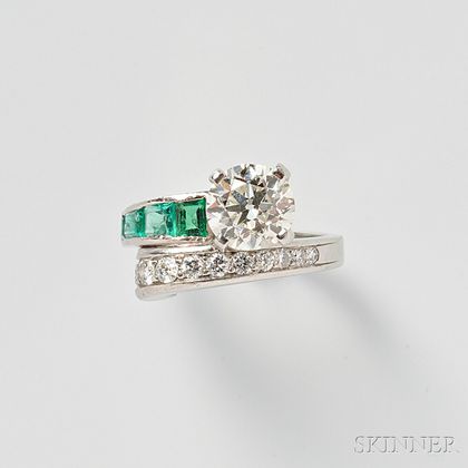 Platinum, Emerald, and Diamond Ring, Trabert & Hoeffer-Mauboussin
