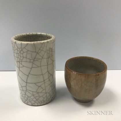 Two Crackle-glazed Items