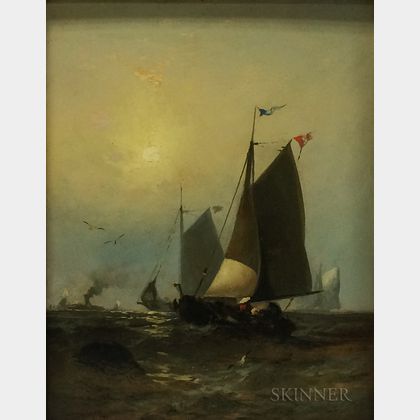 Franklin Dullin Briscoe (American, 1844-1903) Fishing Vessel Under Sail