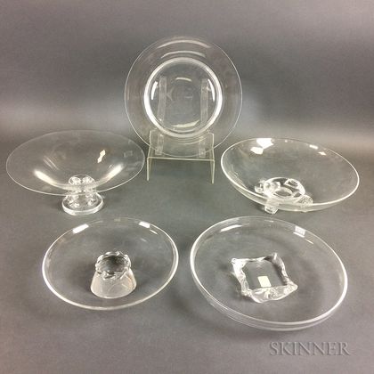 Five Steuben Crystal Serving Pieces