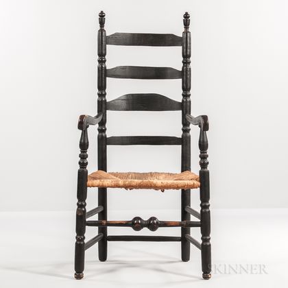 Black-painted Turned Slat-back Armchair